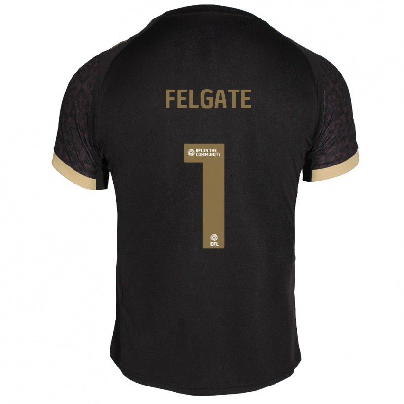 Danxen Kinderen Lily Felgate #1 Zwart Goud Uitshirt Uittenue 2025/26 T-Shirt