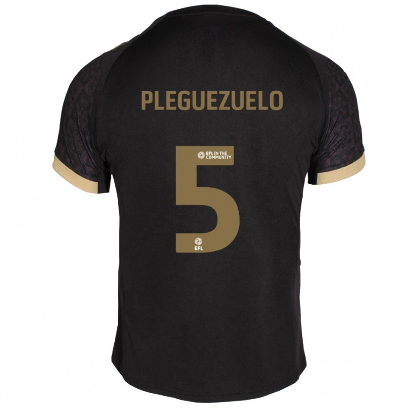 Danxen Kinderen Julio Pleguezuelo #5 Zwart Goud Uitshirt Uittenue 2025/26 T-Shirt