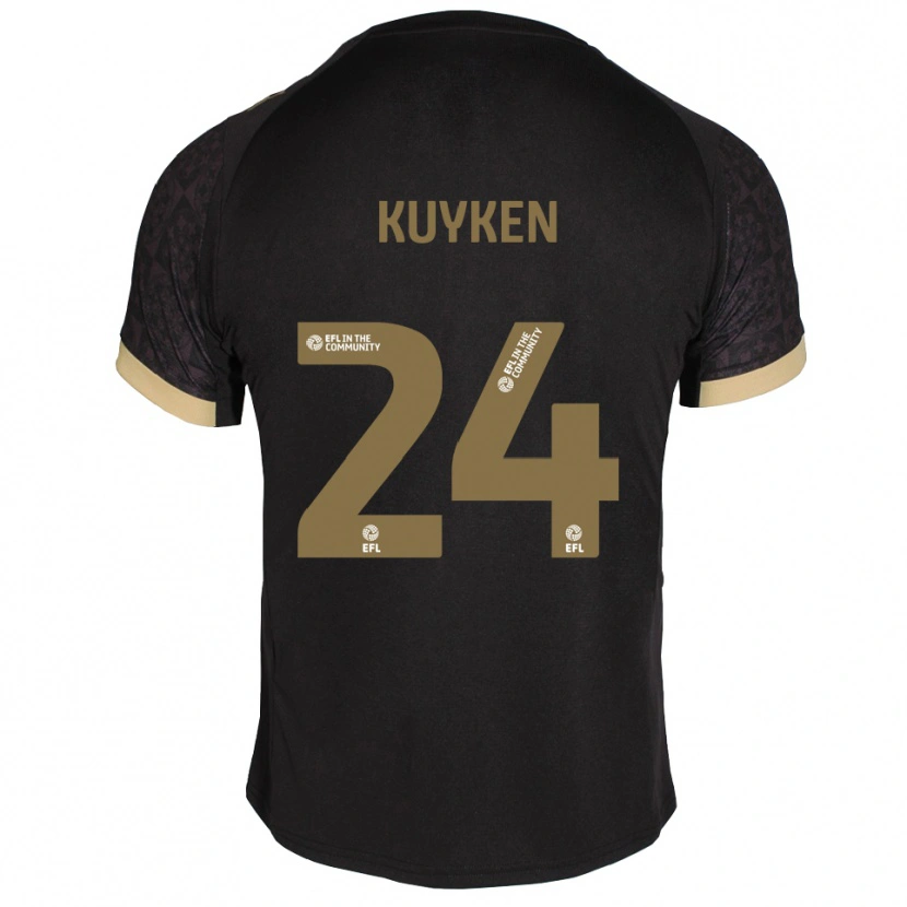 Danxen Kinderen Ava Kuyken #24 Zwart Goud Uitshirt Uittenue 2025/26 T-Shirt