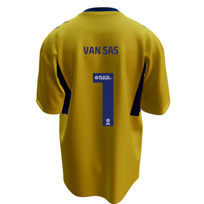 Danxen Kinderen Mikki Van Sas #1 Geel Blauw Uitshirt Uittenue 2025/26 T-Shirt