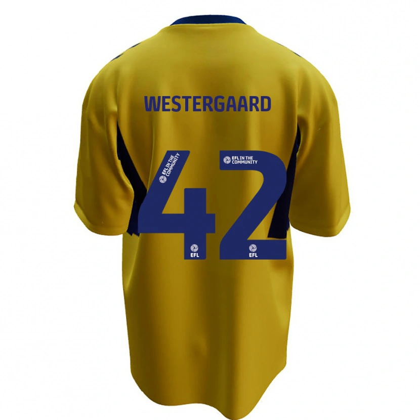 Danxen Kinderen Magnus Westergaard #42 Geel Blauw Uitshirt Uittenue 2025/26 T-Shirt