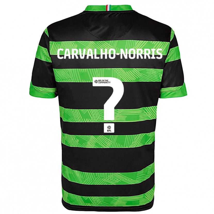 Danxen Kinderen Tom Carvalho-Norris #0 Zwart Groen Uitshirt Uittenue 2025/26 T-Shirt