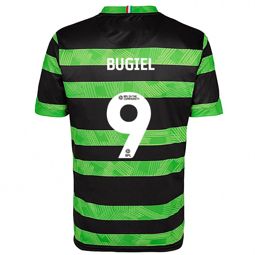Danxen Kinderen Omar Bugiel #9 Zwart Groen Uitshirt Uittenue 2025/26 T-Shirt