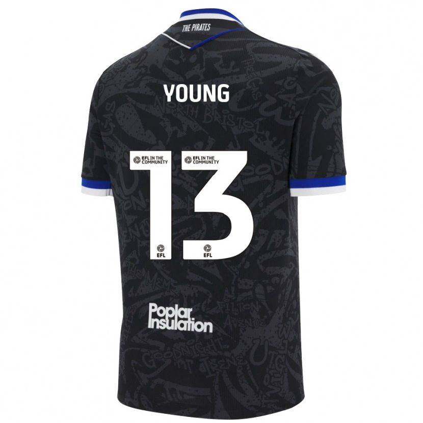 Danxen Kinderen Brad Young #13 Zwart Wit Uitshirt Uittenue 2025/26 T-Shirt