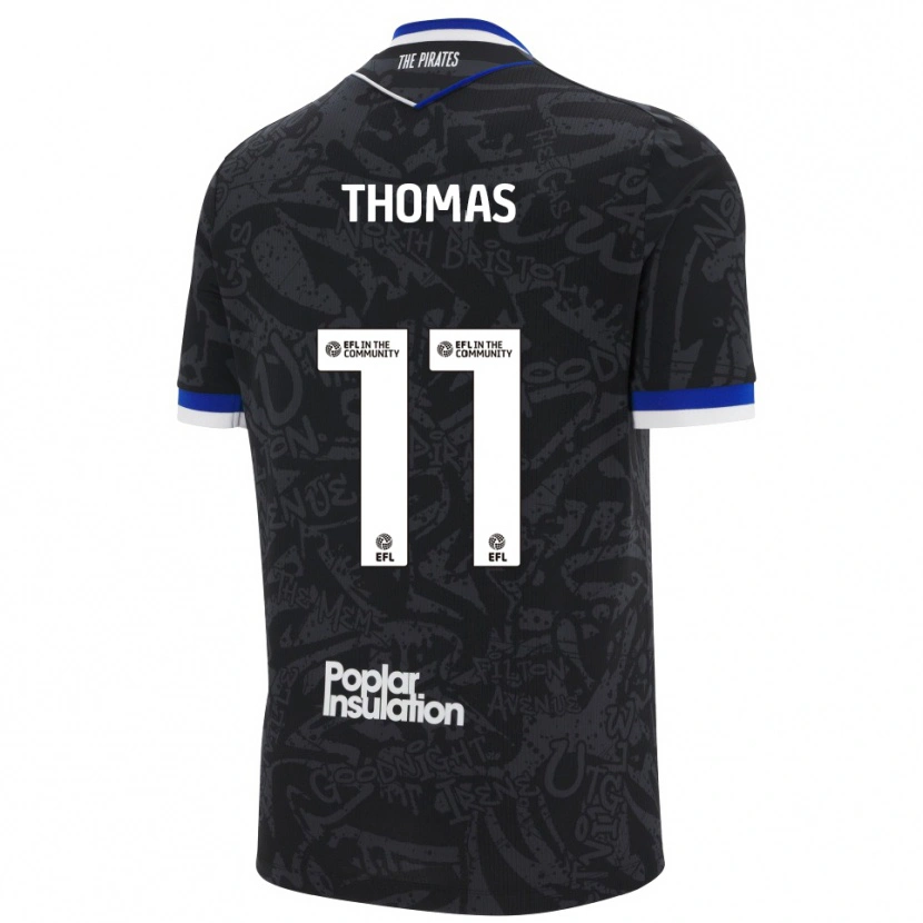 Danxen Kinderen Luke Thomas #11 Zwart Wit Uitshirt Uittenue 2025/26 T-Shirt