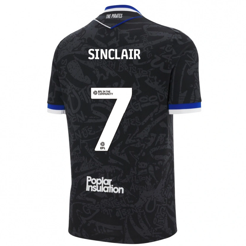 Danxen Kinderen Scott Sinclair #7 Zwart Wit Uitshirt Uittenue 2025/26 T-Shirt