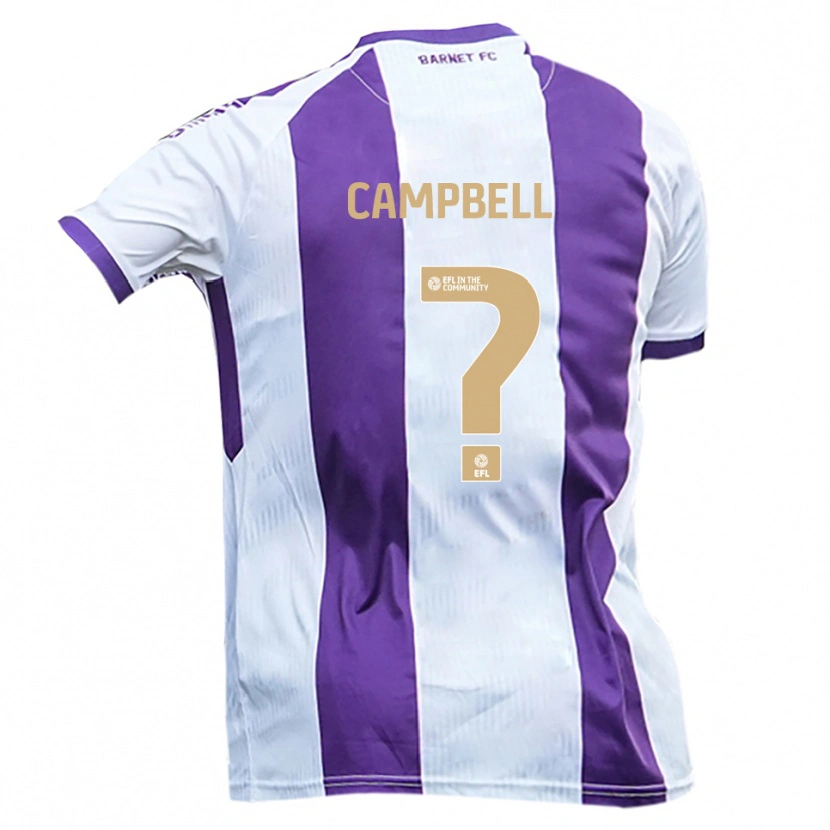 Danxen Kinderen Shamoy Campbell #0 Wit Paars Uitshirt Uittenue 2025/26 T-Shirt