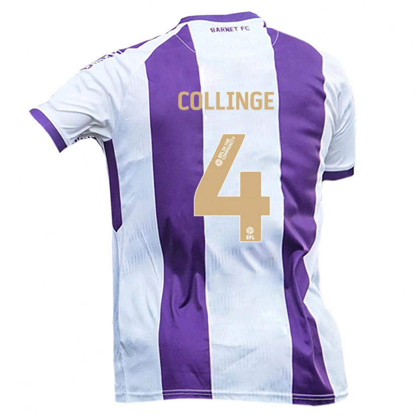 Danxen Kinderen Danny Collinge #4 Wit Paars Uitshirt Uittenue 2025/26 T-Shirt