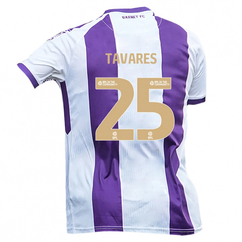 Danxen Kinderen Nikola Tavares #25 Wit Paars Uitshirt Uittenue 2025/26 T-Shirt