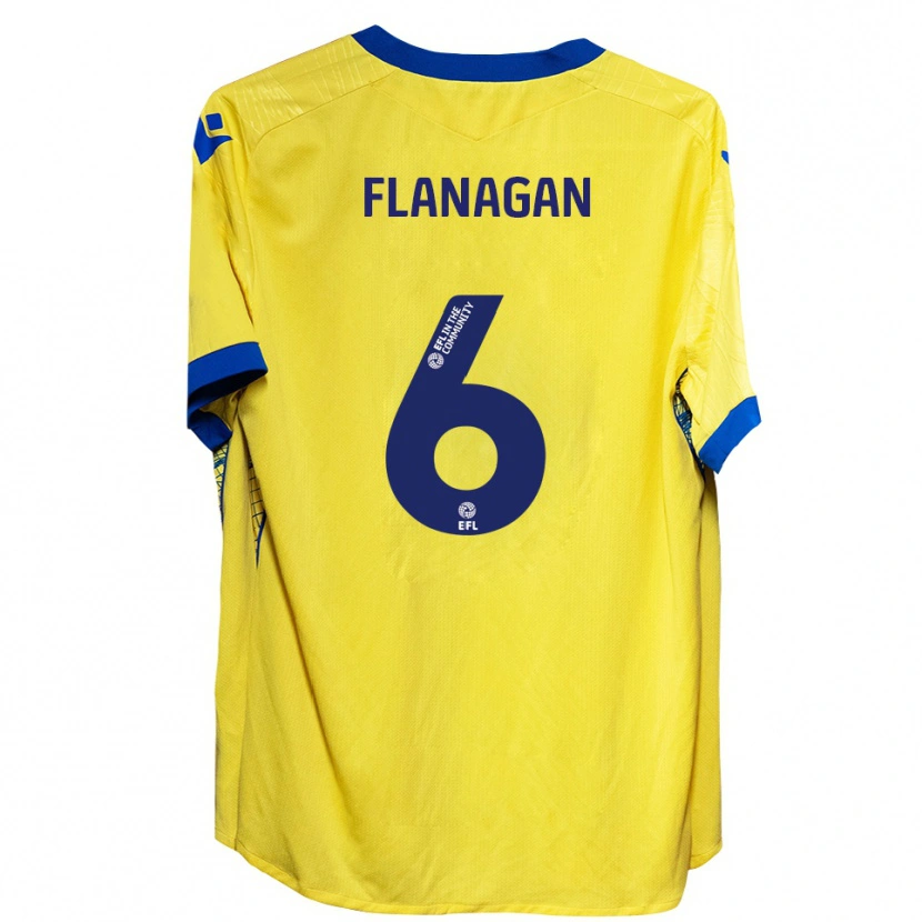 Danxen Kinderen Tom Flanagan #6 Geel Blauw Uitshirt Uittenue 2025/26 T-Shirt