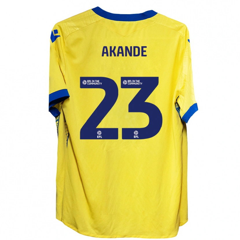 Danxen Kinderen Adrian Akande #23 Geel Blauw Uitshirt Uittenue 2025/26 T-Shirt