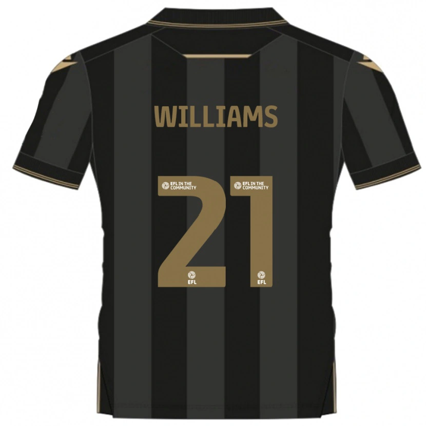 Danxen Kinderen Euan Williams #21 Zwart Goud Uitshirt Uittenue 2025/26 T-Shirt