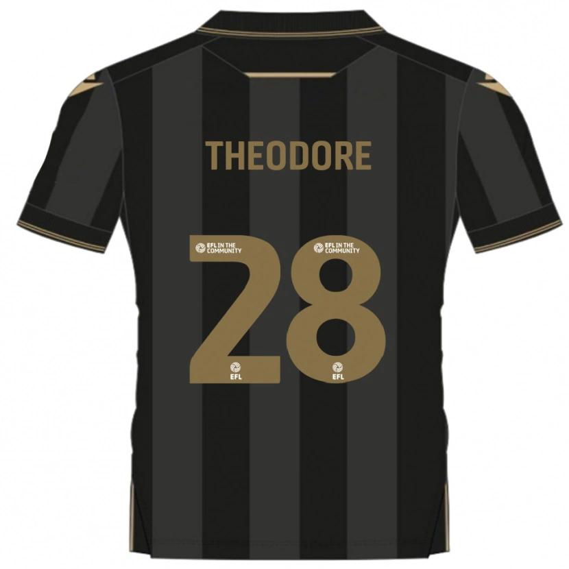 Danxen Kinderen Damien Theodore #28 Zwart Goud Uitshirt Uittenue 2025/26 T-Shirt