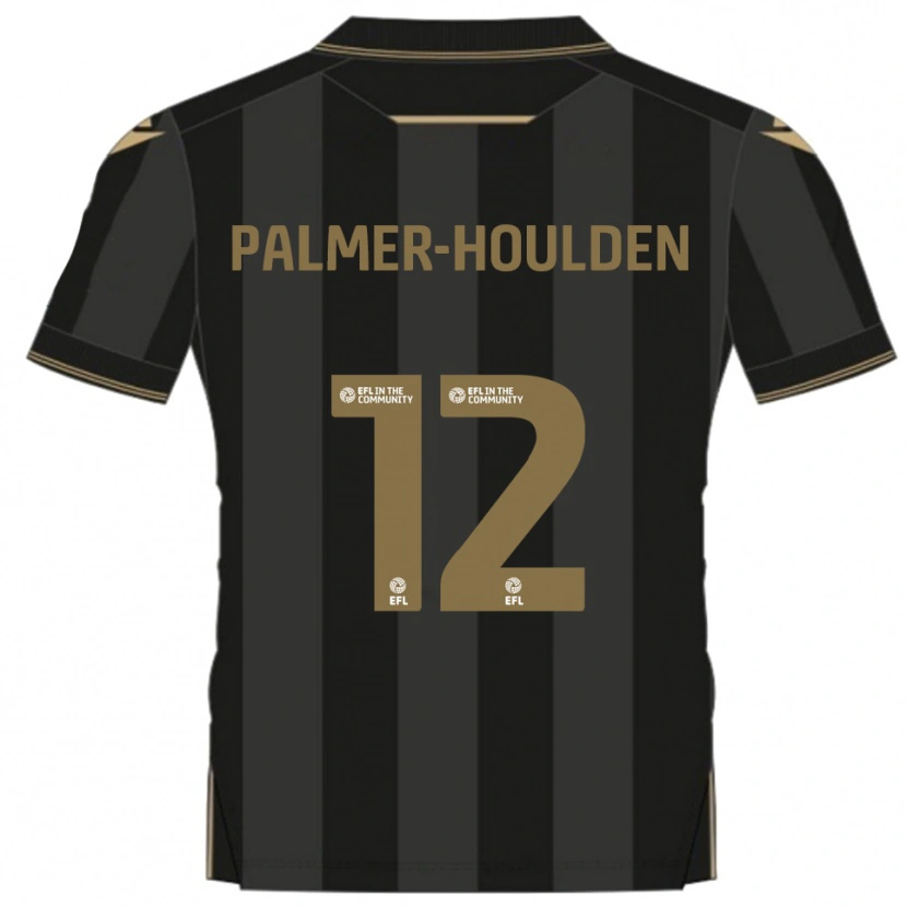 Danxen Kinderen Seb Palmer-Houlden #12 Zwart Goud Uitshirt Uittenue 2025/26 T-Shirt