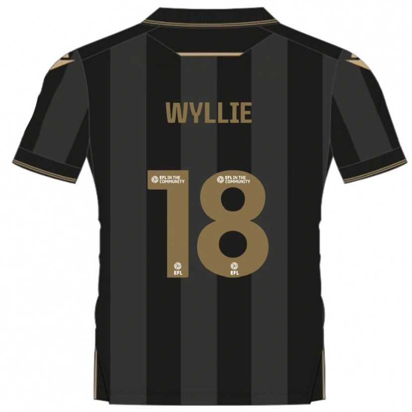Danxen Kinderen Marcus Wyllie #18 Zwart Goud Uitshirt Uittenue 2025/26 T-Shirt
