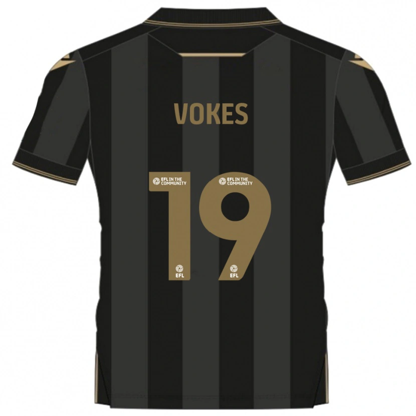 Danxen Kinderen Sam Vokes #19 Zwart Goud Uitshirt Uittenue 2025/26 T-Shirt