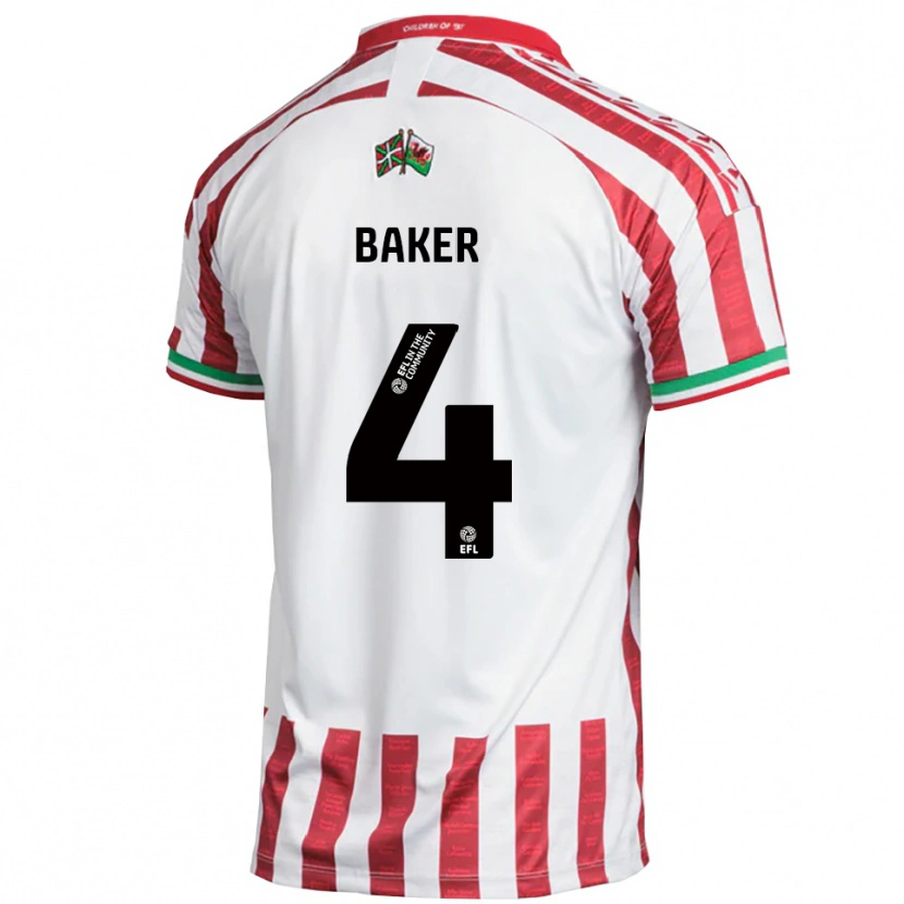 Danxen Kinderen Matthew Baker #4 Rood Wit Uitshirt Uittenue 2025/26 T-Shirt