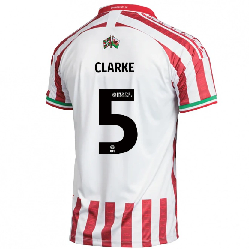 Danxen Kinderen James Clarke #5 Rood Wit Uitshirt Uittenue 2025/26 T-Shirt