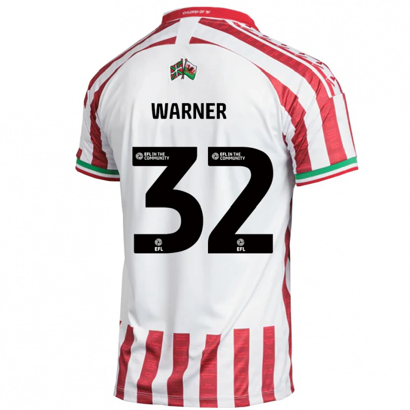 Danxen Kinderen Jaden Warner #32 Rood Wit Uitshirt Uittenue 2025/26 T-Shirt