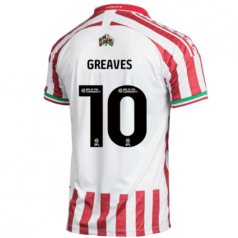 Danxen Kinderen Oliver Greaves #10 Rood Wit Uitshirt Uittenue 2025/26 T-Shirt