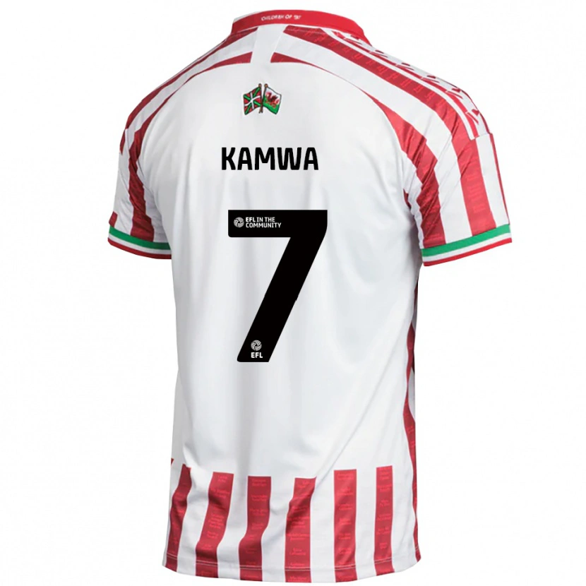 Danxen Kinderen Bobby Kamwa #7 Rood Wit Uitshirt Uittenue 2025/26 T-Shirt