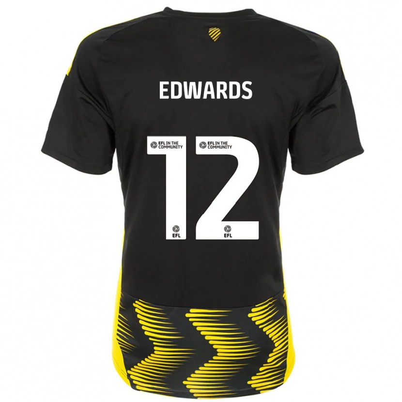 Danxen Kinderen Tom Edwards #12 Zwart Geel Uitshirt Uittenue 2025/26 T-Shirt