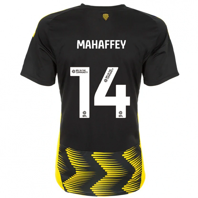 Danxen Kinderen Caitlin Mahaffey #14 Zwart Geel Uitshirt Uittenue 2025/26 T-Shirt