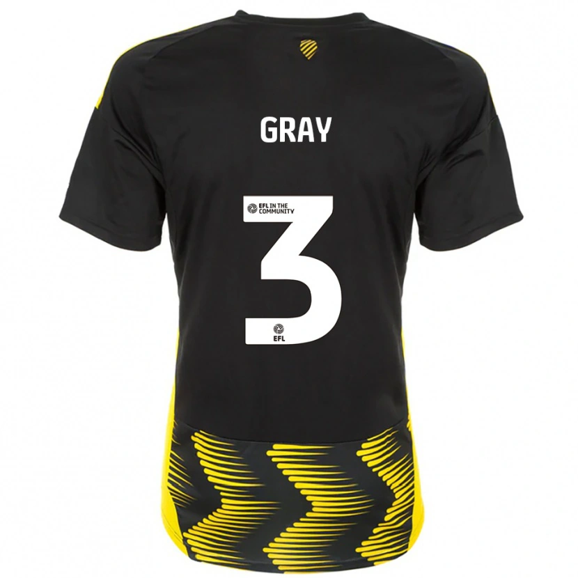 Danxen Kinderen Rebecca Gray #3 Zwart Geel Uitshirt Uittenue 2025/26 T-Shirt