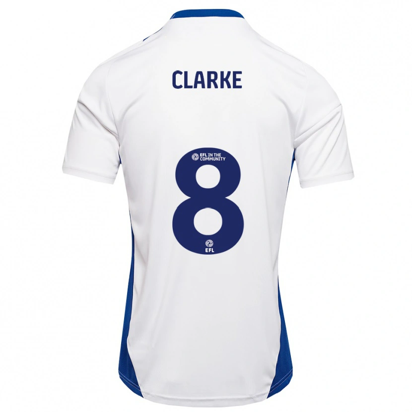 Danxen Kinderen Ollie Clarke #8 Wit Blauw Uitshirt Uittenue 2025/26 T-Shirt