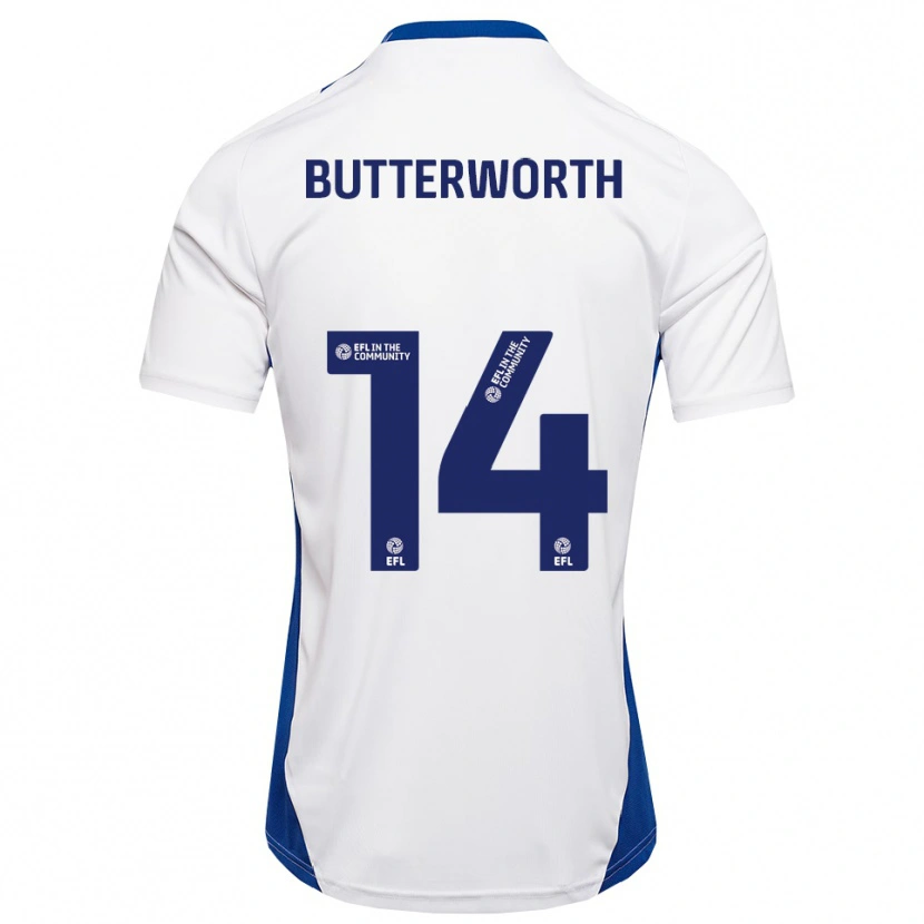 Danxen Kinderen Daniel Butterworth #14 Wit Blauw Uitshirt Uittenue 2025/26 T-Shirt