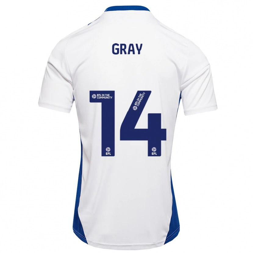 Danxen Kinderen Harry Gray #14 Wit Blauw Uitshirt Uittenue 2025/26 T-Shirt
