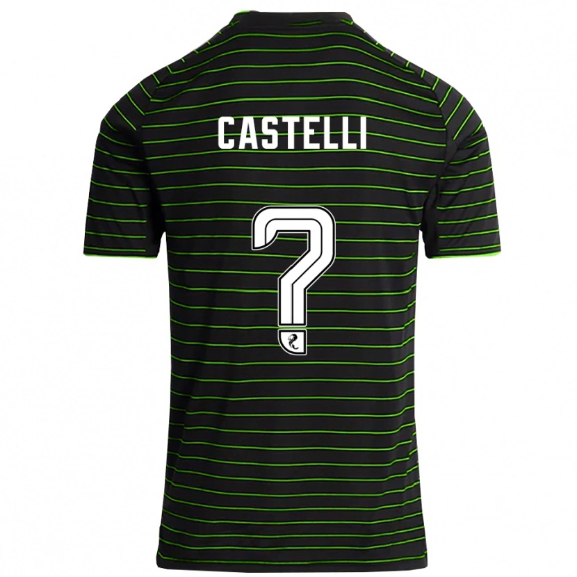 Danxen Kinderen Nicholas Castelli #0 Zwart Groen Uitshirt Uittenue 2025/26 T-Shirt