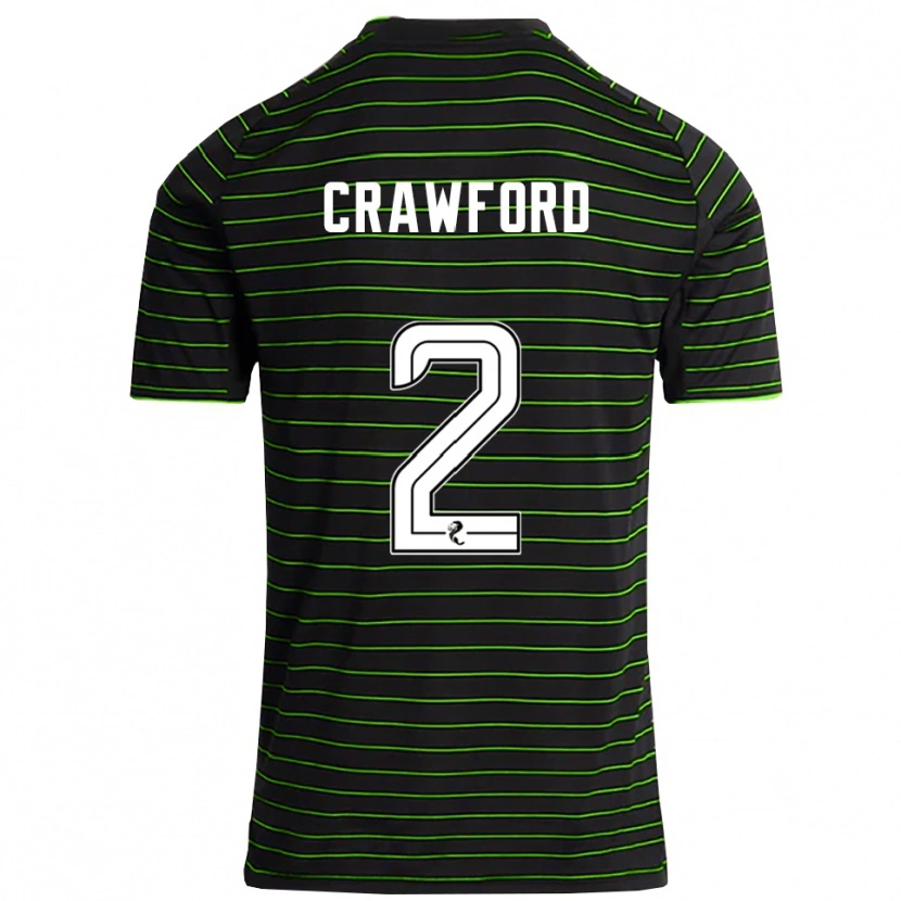 Danxen Kinderen Cole Crawford #2 Zwart Groen Uitshirt Uittenue 2025/26 T-Shirt