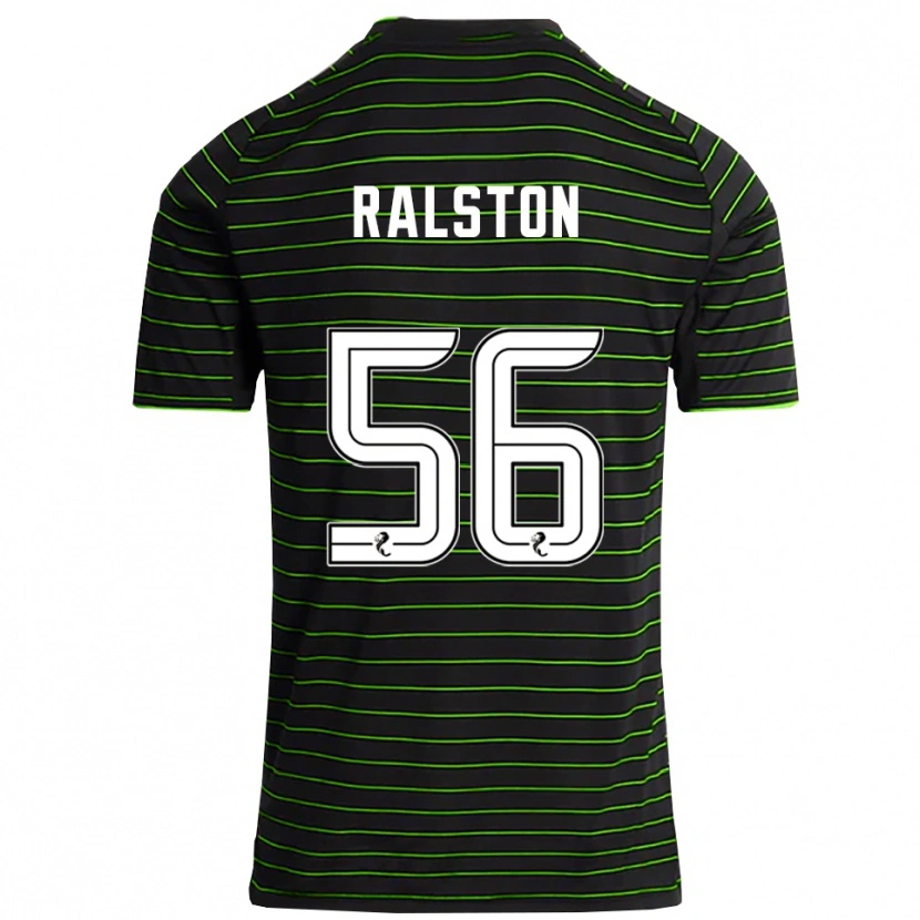 Danxen Kinderen Anthony Ralston #56 Zwart Groen Uitshirt Uittenue 2025/26 T-Shirt