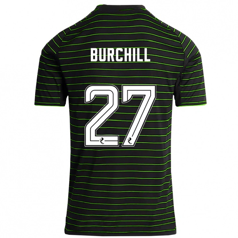 Danxen Kinderen Tiree Burchill #27 Zwart Groen Uitshirt Uittenue 2025/26 T-Shirt