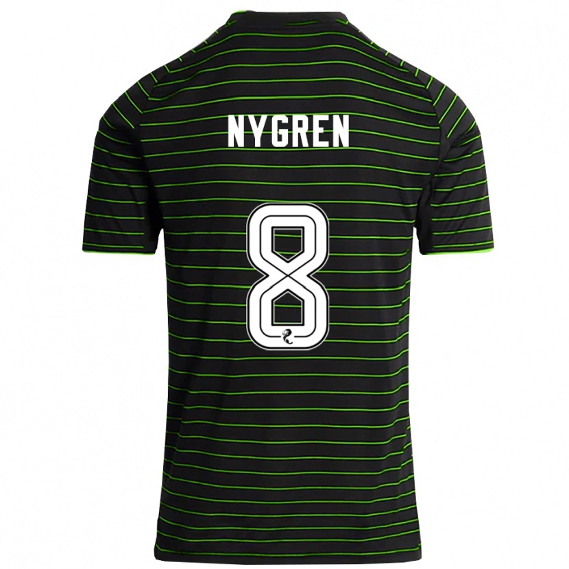 Danxen Kinderen Benjamin Nygren #8 Zwart Groen Uitshirt Uittenue 2025/26 T-Shirt