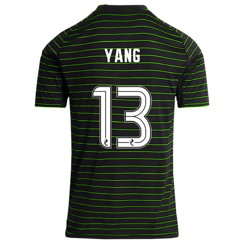 Danxen Kinderen Hyun-Jun Yang #13 Zwart Groen Uitshirt Uittenue 2025/26 T-Shirt