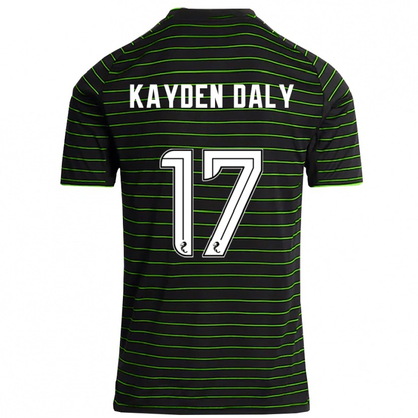Danxen Kinderen Kayden Daly #17 Zwart Groen Uitshirt Uittenue 2025/26 T-Shirt