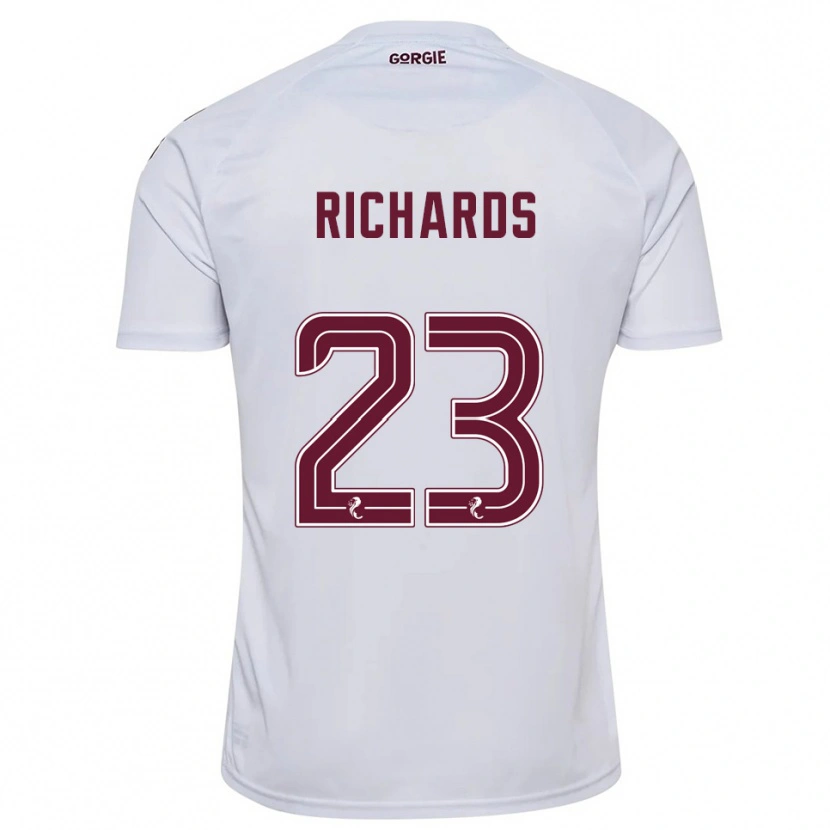 Danxen Kinderen Jackie Richards #23 Wit Bordeauxrood Uitshirt Uittenue 2025/26 T-Shirt