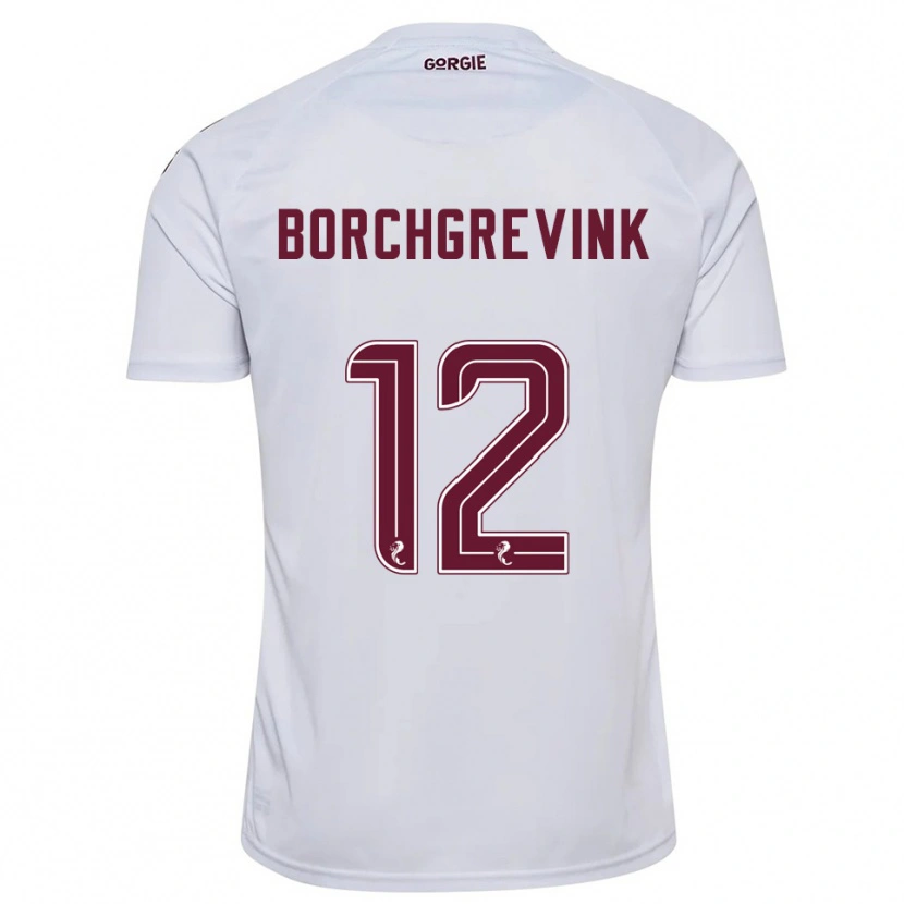 Danxen Kinderen Christian Borchgrevink #12 Wit Bordeauxrood Uitshirt Uittenue 2025/26 T-Shirt