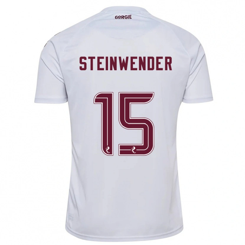 Danxen Kinderen Michael Steinwender #15 Wit Bordeauxrood Uitshirt Uittenue 2025/26 T-Shirt