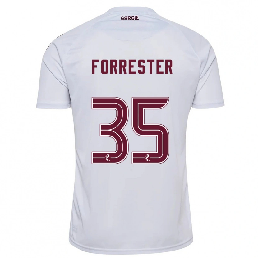 Danxen Kinderen Adam Forrester #35 Wit Bordeauxrood Uitshirt Uittenue 2025/26 T-Shirt