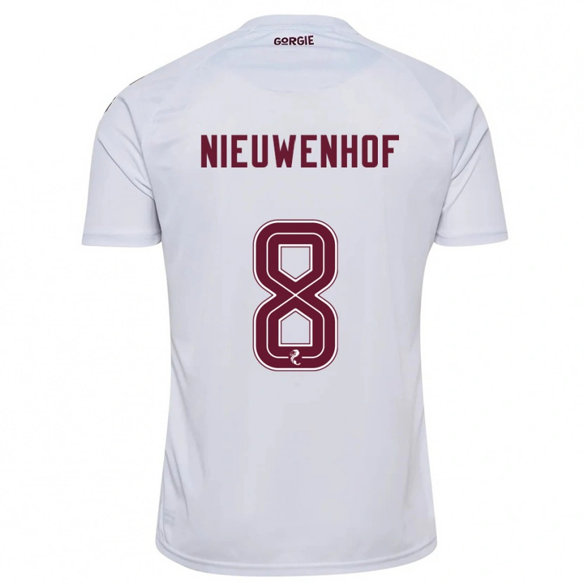 Danxen Kinderen Calem Nieuwenhof #8 Wit Bordeauxrood Uitshirt Uittenue 2025/26 T-Shirt