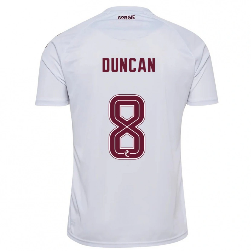 Danxen Kinderen Ryan Duncan #8 Wit Bordeauxrood Uitshirt Uittenue 2025/26 T-Shirt