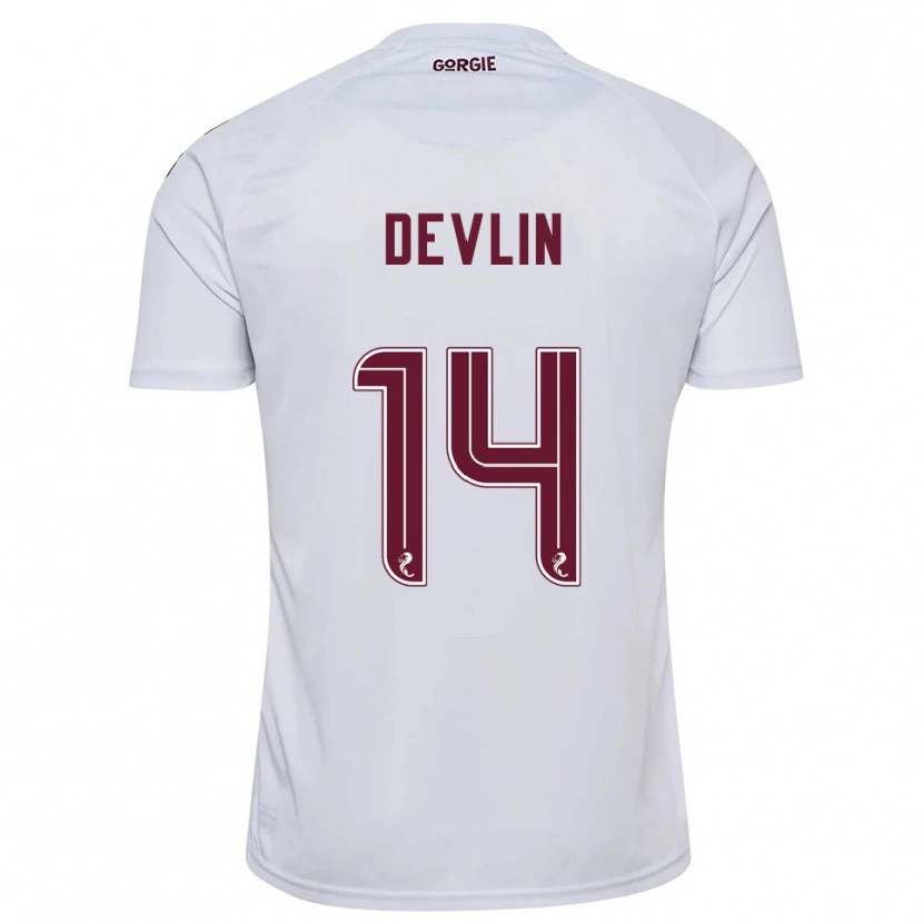 Danxen Kinderen Cammy Devlin #14 Wit Bordeauxrood Uitshirt Uittenue 2025/26 T-Shirt
