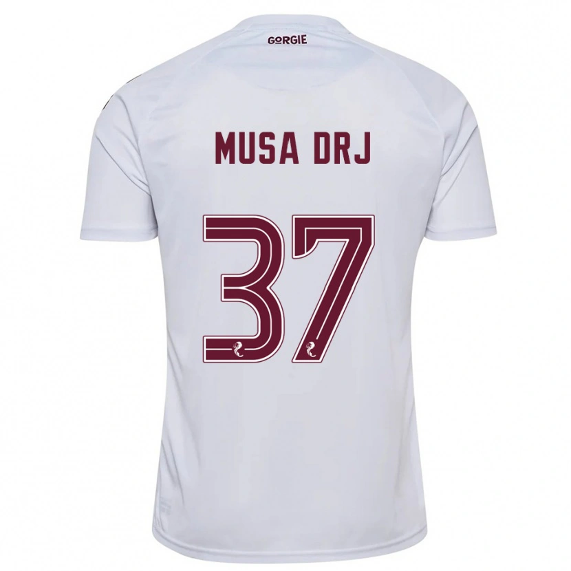 Danxen Kinderen Musa Drammeh #37 Wit Bordeauxrood Uitshirt Uittenue 2025/26 T-Shirt