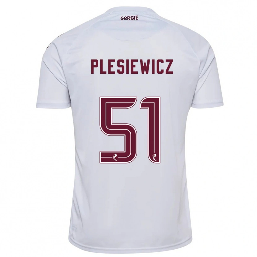 Danxen Kinderen Szymon Plesiewicz #51 Wit Bordeauxrood Uitshirt Uittenue 2025/26 T-Shirt