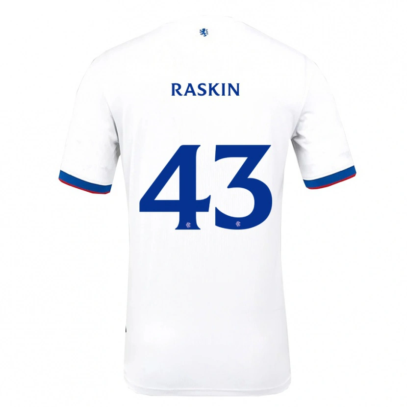 Danxen Kinderen Nicolas Raskin #43 Wit Rood Blauw Uitshirt Uittenue 2025/26 T-Shirt