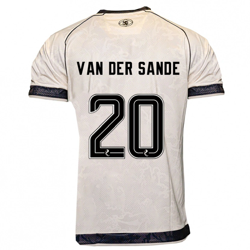 Danxen Kinderen Jort Van Der Sande #20 Wit Zwart Uitshirt Uittenue 2025/26 T-Shirt