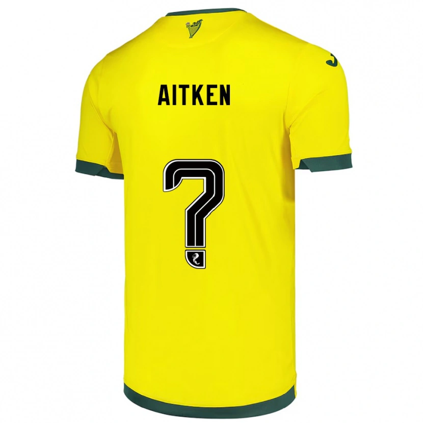 Danxen Kinderen Conor Aitken #0 Geel Groen Uitshirt Uittenue 2025/26 T-Shirt